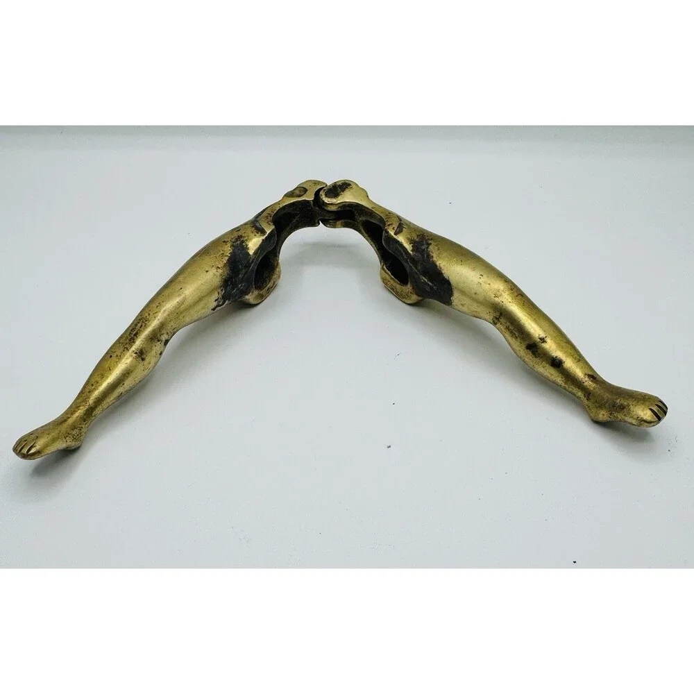 Vintage Handmade Brass  Figural Legs Nutcracker Nut Shell Cracker